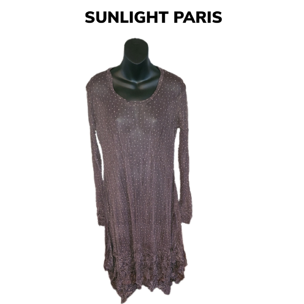 SUNLIGHT PARIS SHEER CRINKLE DESIGNER DRESS NWOT